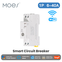 Moes TUYA Smart Switch Compteur d'énergie 1P + N 6-63A 220V Contrôle WIFI Mini Disjoncteur Minuterie Relais Smart Life