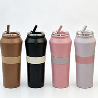 Gourde isotherme en acier inoxydable 500ml/750ml à large ouverture avec impression en caoutchouc, compatible lave-vaisselle, pour Yerba Mate Argentine