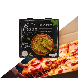 Food Grade Flute Corrugated Custom Printed Size Pizza Design Cardboard Black Slice Carton Price Corrugated Pizza Box