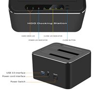 Clonador de Discos Duros SATA de 2 Bahías, Duplicador de Discos Duros USB 3.0 de Doble Bahía, Estación de Acoplamiento para Discos Duros de 5 Gbps