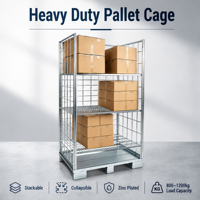 Collerette de palette en treillis métallique galvanisé, pliable et empilable, pour utilisation en logistique d'entrepôt