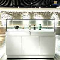 Vitrine de musée pour bijoux en jade, gris, haute qualité, rectangulaire |   Vitrine en verre avec éclairage LED, écologique, imperméable, recyclable