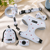 Arnés para Perro con Bordado OEM, Correa Ajustable de Pana Suave con Forma de Corazón, Arnés Transpirable para Cachorros, Conjunto de Arnés de Lujo Personalizado para Perros