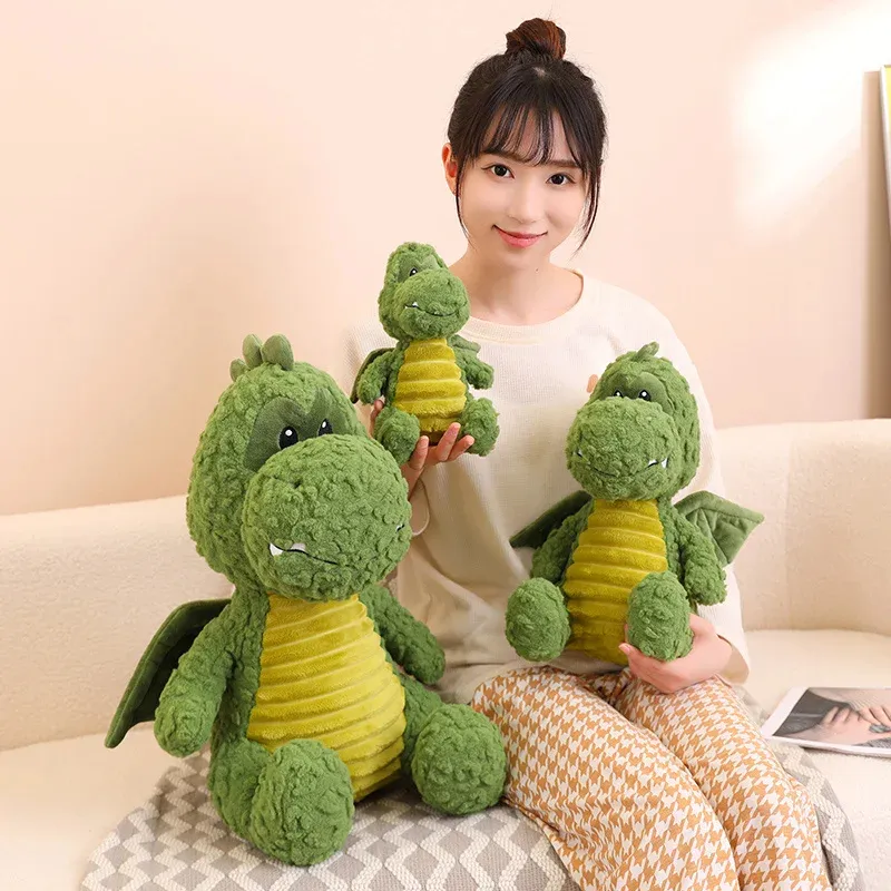 23cm Kawaii Flying dinosauro peluche simpatiche bambole di drago verdi imbottite morbido cuscino per bambini giocattolo per placare