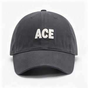 Gorra de Béisbol Unisex de Lona Lavada Gris Oscuro con Bordado 3D de la Letra ACE, Estilo Casual para Uso Diario y al Aire Libre - Product Image 2