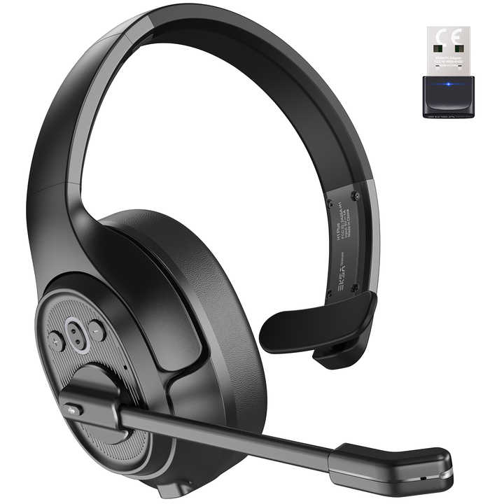 Tai nghe không dây EKSA H1Plus Mono Kiểu dáng đơn tai có Dongle và Micrô ENC để sử dụng tại văn phòng với thời gian làm việc 50 giờ