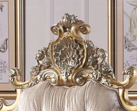 Lit king-size de style rococo français |   Sculpture en feuille d'or |   Meubles de chambre à coucher en bois de luxe classiques européens