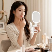 Travel Magnifying Mirror Lighted Adjustable Brightness 3 Color Lights Square Compact Handheld Pocket Mirror