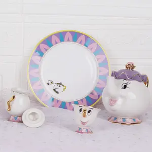 2023 Beauty and the Beast Coffee Set Porcelain Cartoon Ceramic Cup Pot Mrs. Potts and Chip Luxury Tea mug Sets With Teapot