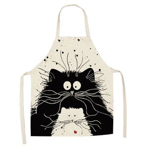 Tablier en lin imprimé animaux de dessin animé pour maman et enfants, tabliers de jardinage en coton avec manches, essentiels pour les fêtes de Noël, la pâtisserie et le nettoyage - Product Image 6