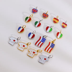 Heart National Flag Stainless Steel 18K Gold Pvd Plated DIY Pendant Jewelry Pendant <strong>Charms</strong> - Product Image 2