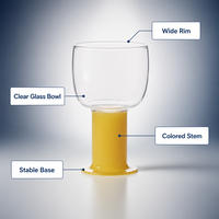 Vaso de Vidrio de Borosilicato Transparente con Tallo de Color, Reutilizable, para Hogar, Restaurante, Fiesta, Bar, Café, Jugo, Cóctel, Regalo