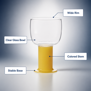 Bicchiere in Vetro Borosilicato Trasparente con Stelo Colorato, Riutilizzabile per Casa, Ristorante, Feste, Bar, Caffè, Succhi, Cocktail, Regalo - Product Image 4
