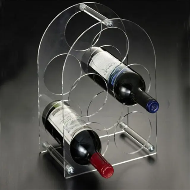 Bouteille de vin rouge en plexiglas Transparent clair présentoir de vin affichage de liqueur acrylique présentoir de tasse de verre à vin acrylique