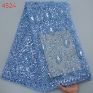 Venta Directa de Fábrica 4824, Tela Nigeriana con Lentejuelas y Cuentas a Precio Razonable, Diseños Aso Oke para Fiestas de Mujeres Nigerianas - Product Image 3