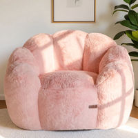 Fauteuil pouf moderne en forme de fleur pour adulte, ultra doux, avec accoudoirs, grande chaise de lecture pour salon et chambre, rose en peluche