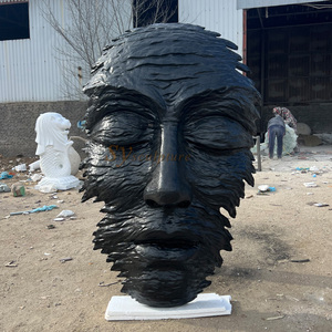 Statue visage homme extérieur petit format - gris beton 53 cm