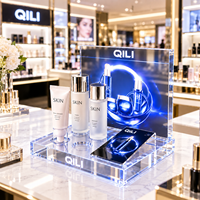 Support d'affichage de maquillage personnalisé OEM d'usine avec rétroéclairage LED de luxe, boîte d'affichage de cosmétiques en acrylique pour l'affichage en magasin de beauté