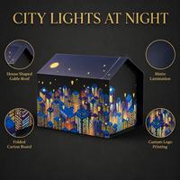 Boîte cadeau en forme de maison Leabon, scène nocturne de la silhouette de la ville, emballage en carton personnalisé avec logo, vente en gros d'usine pour festivals