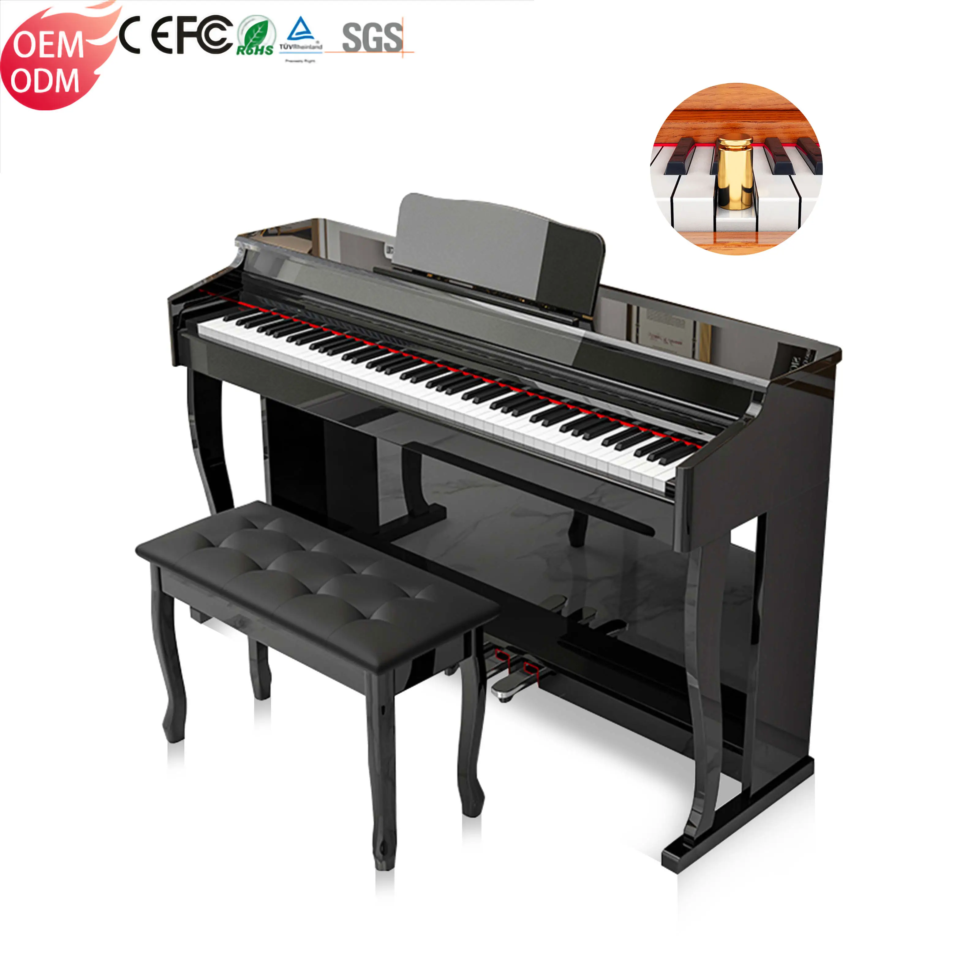 Kimfbay Muziekinstrumenten Rechtop Piano Keyboard Kick Piano 88 Toets Digitale Piano 88 Gewogen Toets