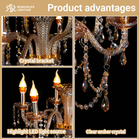 Candélabre en cristal doré à plusieurs bras avec éclairage LED, centre de table pour mariage, porte-bougie en cristal pour la décoration de fête de mariage