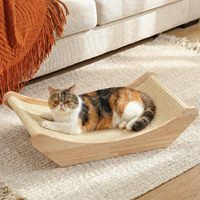 Hamac à gratter pour chat en sisal, lit et griffoir 2-en-1 pour chat, tapis en sisal naturel, structure en bois massif, protège les meubles