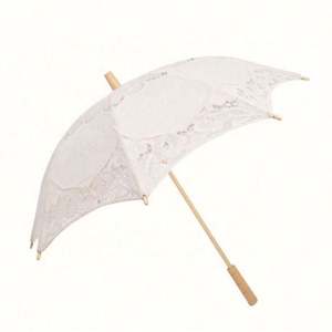 Parasol de Mariée Blanc Tendance, Broderie Dentelle, Ombrelle en Bambou Faite à la Main, Décorations en Dentelle Ivoire - Product Image 1