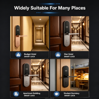 Serrure de porte intelligente pour hôtel économique avec support cloud, corps en aluminium CNC, double mode de gestion pour portes en acier/laiton dans appartements et dortoirs