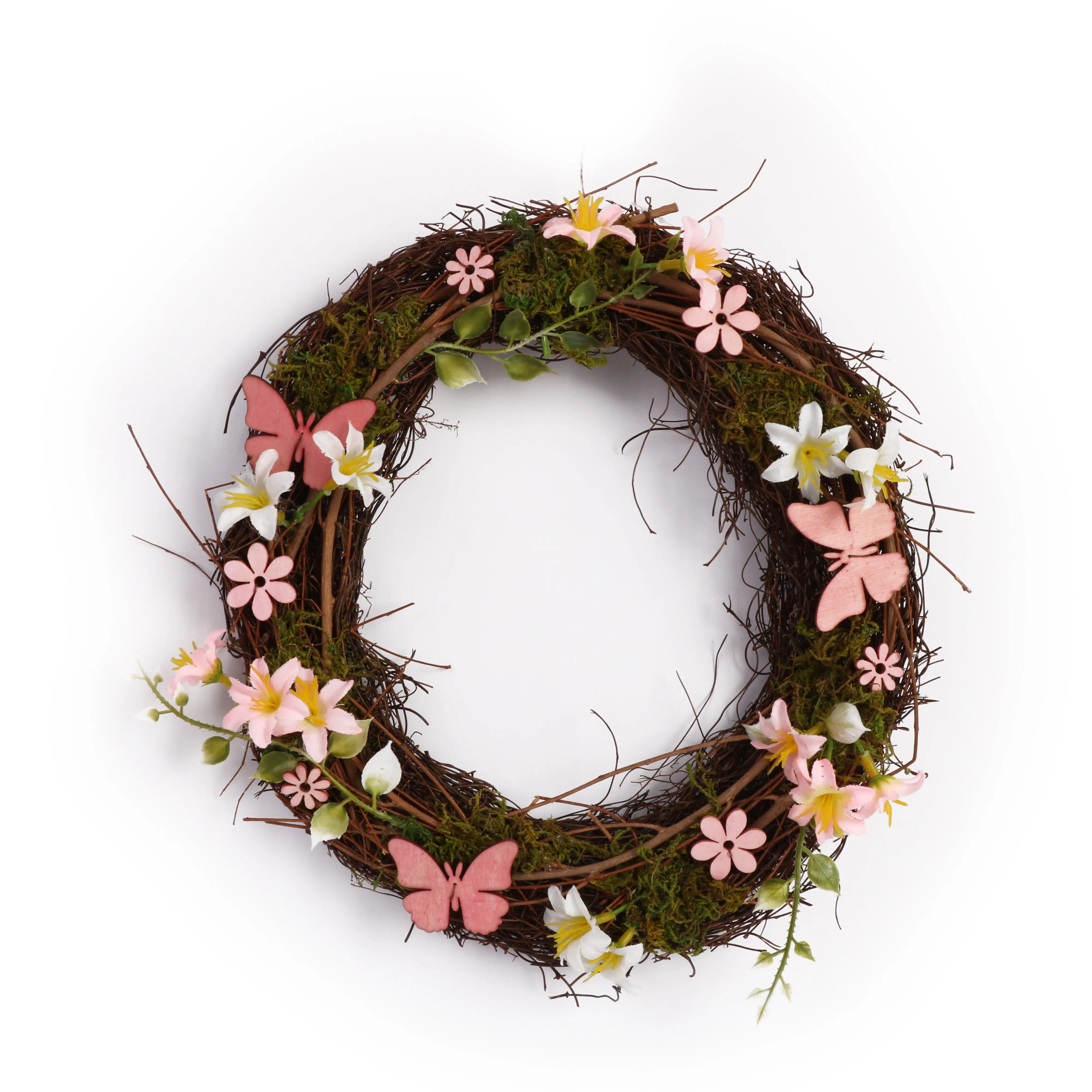 Round Natural Rattan Ring Christmas Garland Hanging Ornament DIY Floral Wreath Wedding Decoration Home Decor