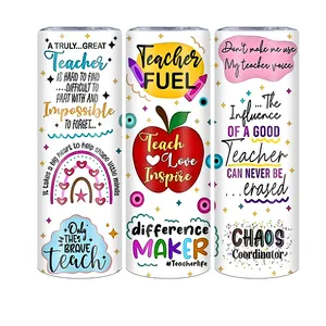 Gepersonaliseerde Leraar Zegt Tumbler 20Oz Leraar Waardering Week Cadeau Terug Naar School Magere Tuimelaars Met Stro Voor Leraar