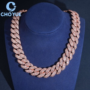 Hip Hop Style 21mm Heavy 925 Sterling Silver Rose Gold Plated Moissanite Cuban Link <b>Chain</b> Necklace Men's <b>Iced</b> <b>Out</b> Jewelry - Product Image 4