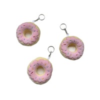 Porte-clés en peluche Donut Crème Rose de 9 cm, Adorable pendentif de sac Donut, Accessoire de suspension doux et mignon