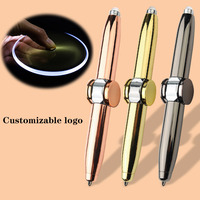 Vente chaude Creative Multifonctionnel LED Light Fidget Spinner Pen Nouveau Stylo Tournant Du Bout Des Doigts avec 1.0mm Largeur D'écriture