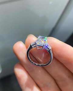 Anillo de Plata de Ley 925 con Moissanita, Anillo de Boda, Compromiso, Joyería de Lujo, Anillo de Diamantes Brillantes - Product Image 1
