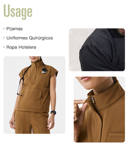 Tela Elástica Impermeable de Poliéster 90% y Spandex 10%, Tela Ripstop Elástica en Cuatro Direcciones, Textura Jurly para Uniformes Médicos - Product Image 3