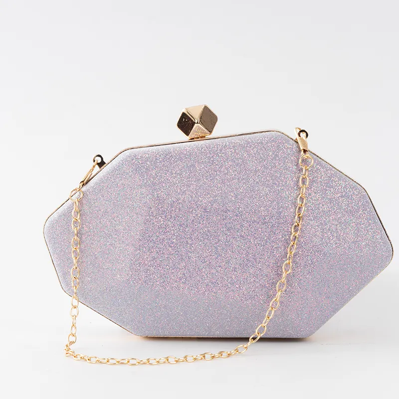 Magnificent irregular shape clutch bag With chain Glisten wallet bag Fashion evening bag