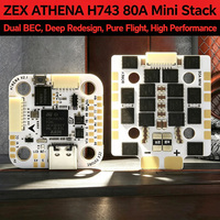 Contrôleur de vol ZEX ATHENA H743 Mini + Stack ESC Mini 4-en-1 80A 20*20mm STM32H743 Double Gyroscope pour Drone FPV de Course (Tour FC ESC)