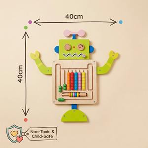 Jouet éducatif en bois Montessori Robot Martha pour enfants de 2 <span class=keywords><strong>à</strong></span> 13 ans - Apprentissage des mathématiques et des couleurs - Jouets muraux - Product Image 3