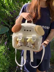 Large Capacity Waterproof PU Dual-Shoulder <strong>Backpack</strong> Women Cute Japan Style School Bag Small Dog Theme Zipper Closure Visible - Product Image 2