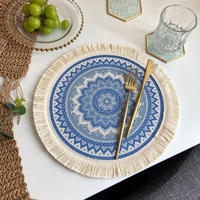 Sets de table ronds OEM, style bohème, en macramé tissé, en coton, antidérapants, résistants à la chaleur, pour la décoration de la table à manger