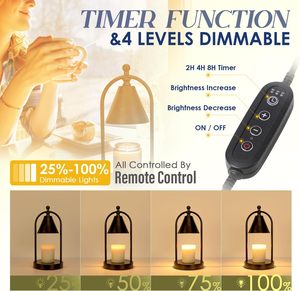 Lampe chauffe-bougie à intensité variable avec minuterie, 2 ampoules. Parfait pour les cires parfumées, les pots à bougies, la décoration de chambre ou les cadeaux pour femmes. - Product Image 2