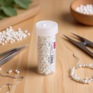 Perline Ilan Abalorio 6 mm bianche per la creazione di gioielli, 12 pezzi per tubo - Product Image 2