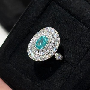 Bague de mode en argent pur S925, forme ovale antique, bleu Palaiba de Vegas, bleu mer, avec incrustation certifiée - Product Image 3