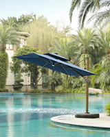La mejor venta de sombrilla impermeable, toldo, poste dorado, 3x3, paraguas romano cuadrado, sombrilla giratoria de 360 grados para muebles de exterior