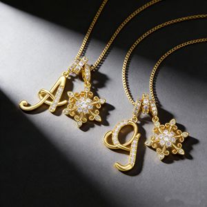 Collar con Colgante Doble de Letra Inicial Personalizada y Copo de Nieve, Chapado en Oro de 18K, Cadena de Caja, Joyería para Mujer, Regalo para San Valentín - Product Image 6