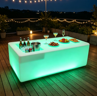 Ensemble de table et canapé en plastique rotomoulé avec LED RGB lumineuses, mobilier de bar LED pour la maison, éclairage LED pour boîte de nuit, mobilier d'extérieur illuminé pour événements et fêtes