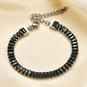 Pulsera de Acero Inoxidable con Circonitas de 6 mm, Engaste de Canal de Una Sola Hilera, Joyería para Mujer, Regalo, Pulsera de Moda - Product Image 3