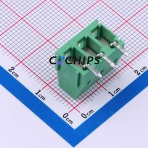 MX128R-5.0-03P-GN01-Cu-Y-A Screw Terminal Block Bent Lead Through Hole,P=5mm Connector 1x3P 5mm Green Right Angle Insert - Product Image 2