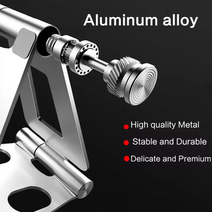 Soporte de escritorio de aluminio completamente plegable portátil Soporte de teléfono celular ajustable en ángulo para teléfonos móviles - Product Image 4