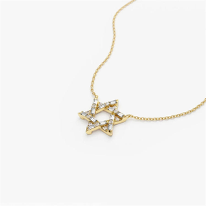 Collar Clásico con Estrella <span class=keywords><strong>de</strong></span> <span class=keywords><strong>David</strong></span> Chapado en Oro <span class=keywords><strong>de</strong></span> 14K con Micron Pavé, Colgante <span class=keywords><strong>de</strong></span> Circonita Cúbica, Joyería <span class=keywords><strong>de</strong></span> Latón para Regalo Unisex - Product Image 5